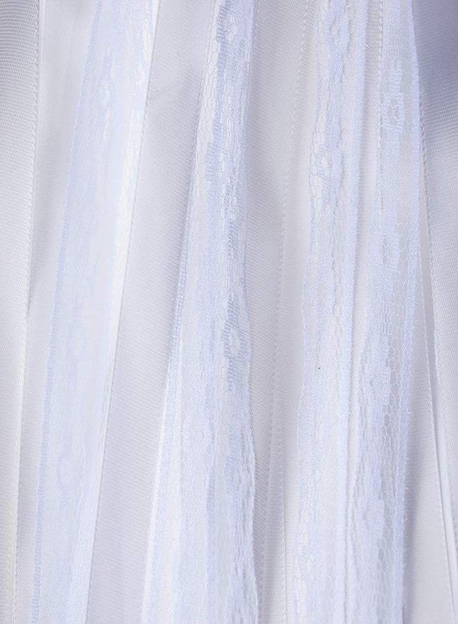 Kingsnow 50 Pack White Lace Ribbon Wands Wedding Streamers with Silver Bells, Silk Fairy Stick Wish Wands for Wedding Send off Party Activities Holiday Celebration - Image 4